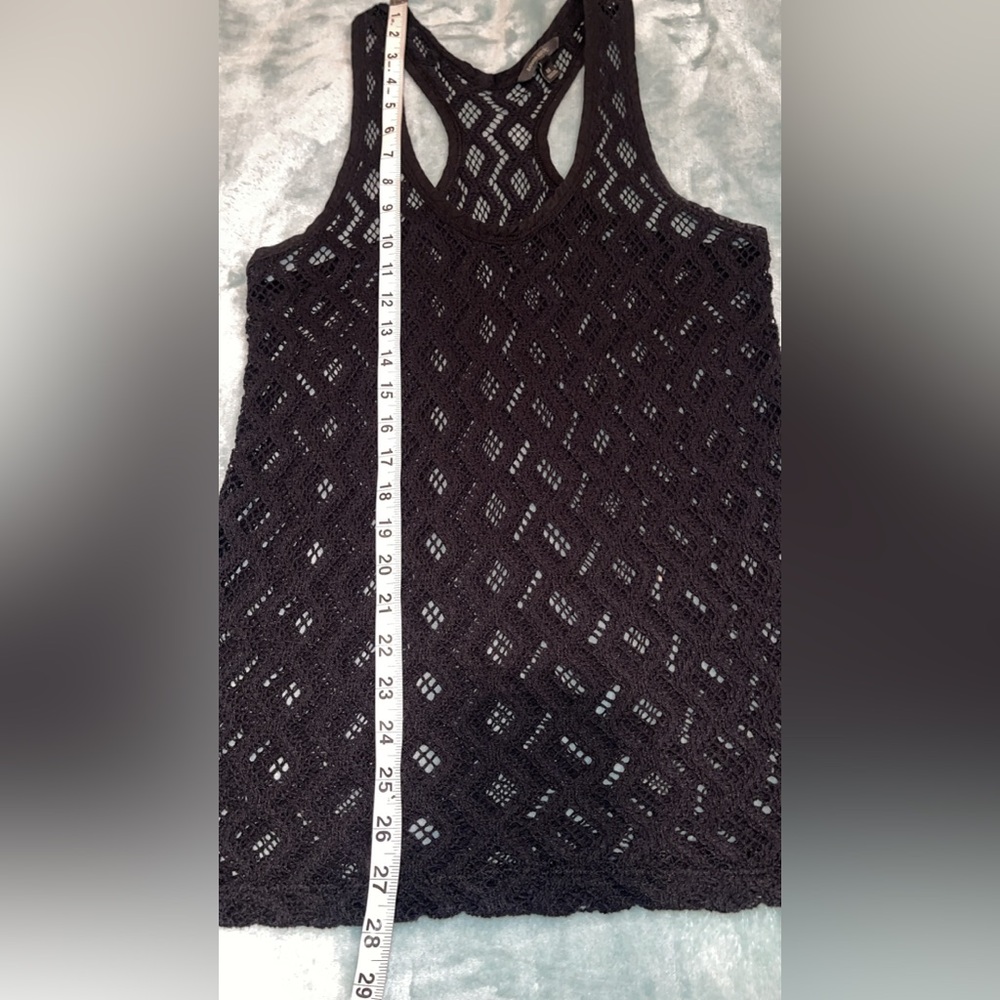 Banana Republic  Black Crochet Racerback  Top Open Knit Medium - Picture 8 of 9